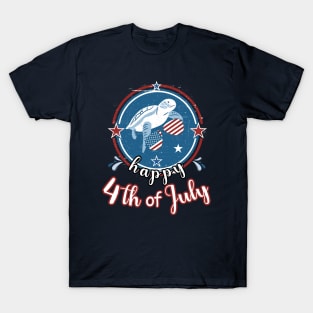 Retro Happy 4th of July Cute Patriot Turtle T-Shirt